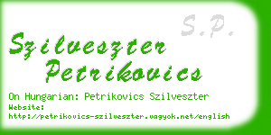 szilveszter petrikovics business card